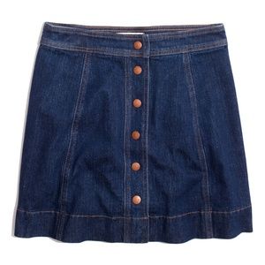 Stretch Denim A-Line Mini Skirt: Button-Front Edit